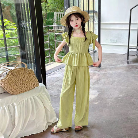 Girls Flying Sleeve Summer Two-Piece Set – Lightweight Kids Clothes Nepal | Tudoholic