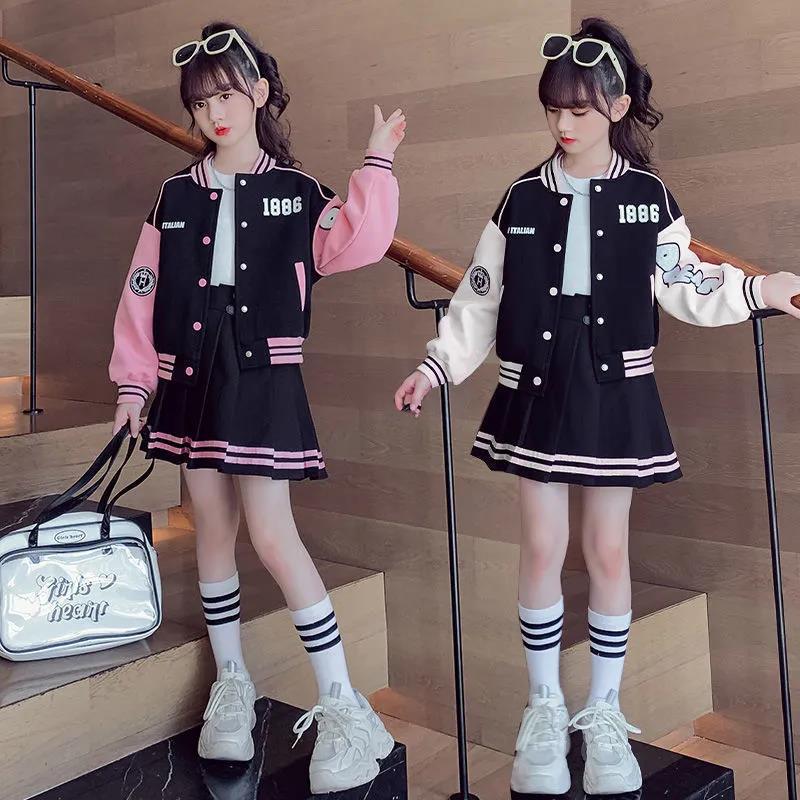Girls Preppy Cardigan Jacket & Short Skirt Set – Korean Style Kids Fashion Nepal | Tudoholic