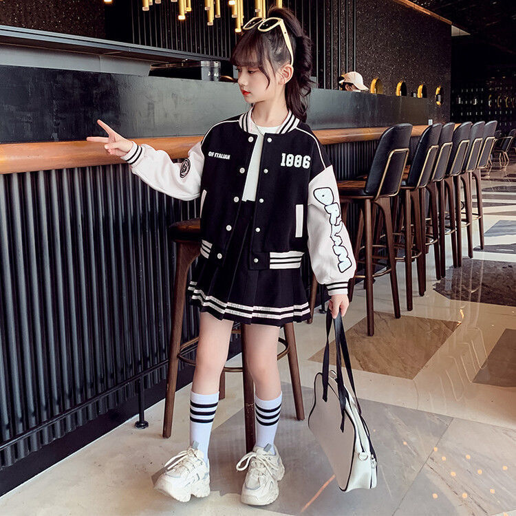 Girls Preppy Cardigan Jacket & Short Skirt Set – Korean Style Kids Fashion Nepal | Tudoholic
