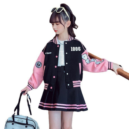 Girls Preppy Cardigan Jacket & Short Skirt Set – Korean Style Kids Fashion Nepal | Tudoholic
