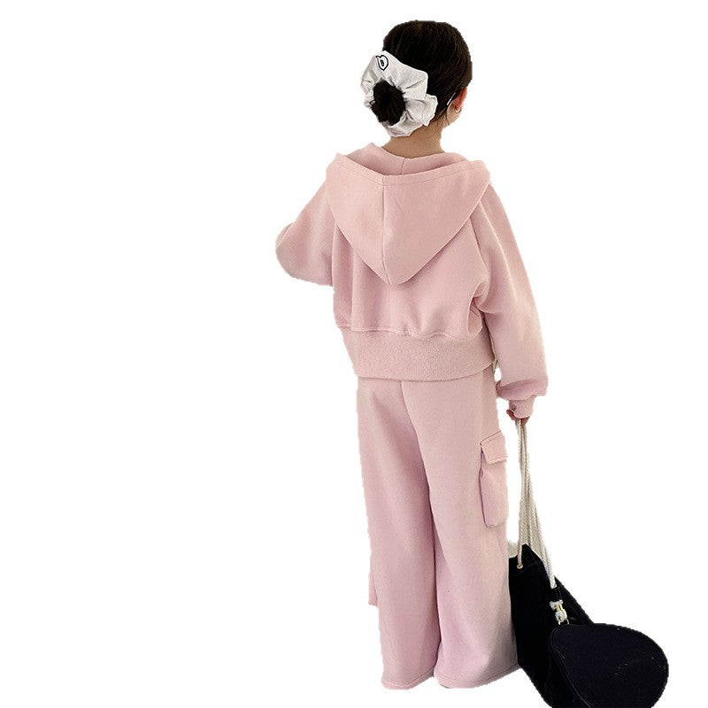 Girls Hooded Top & Cargo Pants Two-Piece Set – Spring Autumn Kids Outfit Nepal | Tudoholic