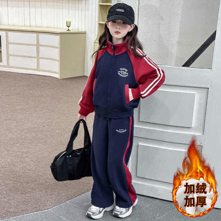 Girls Korean Zipper Sweatshirt Pants Set – Autumn Winter Kids Fashion Nepal | Tudoholic
