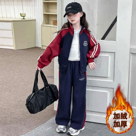 Girls Korean Zipper Sweatshirt Pants Set – Autumn Winter Kids Fashion Nepal | Tudoholic