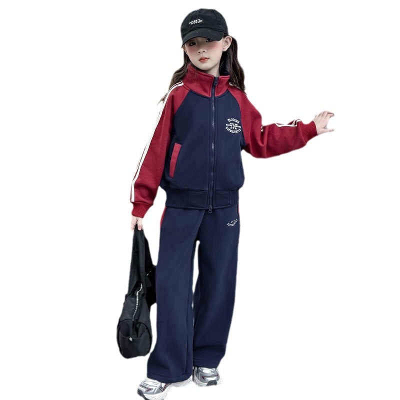 Girls Korean Zipper Sweatshirt Pants Set – Autumn Winter Kids Fashion Nepal | Tudoholic