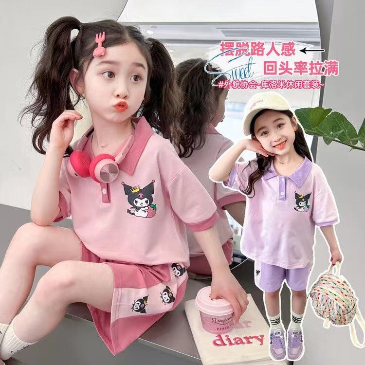 Girls Cartoon Short Sleeve Top & Shorts Set 2024 – Summer Kids Fashion Nepal | Tudoholic
