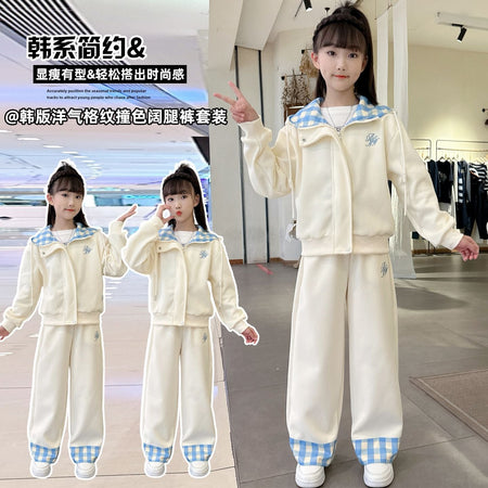 Girls Plaid Cardigan Two-Piece Set – Korean Preppy Kids Clothes Nepal | Tudoholic