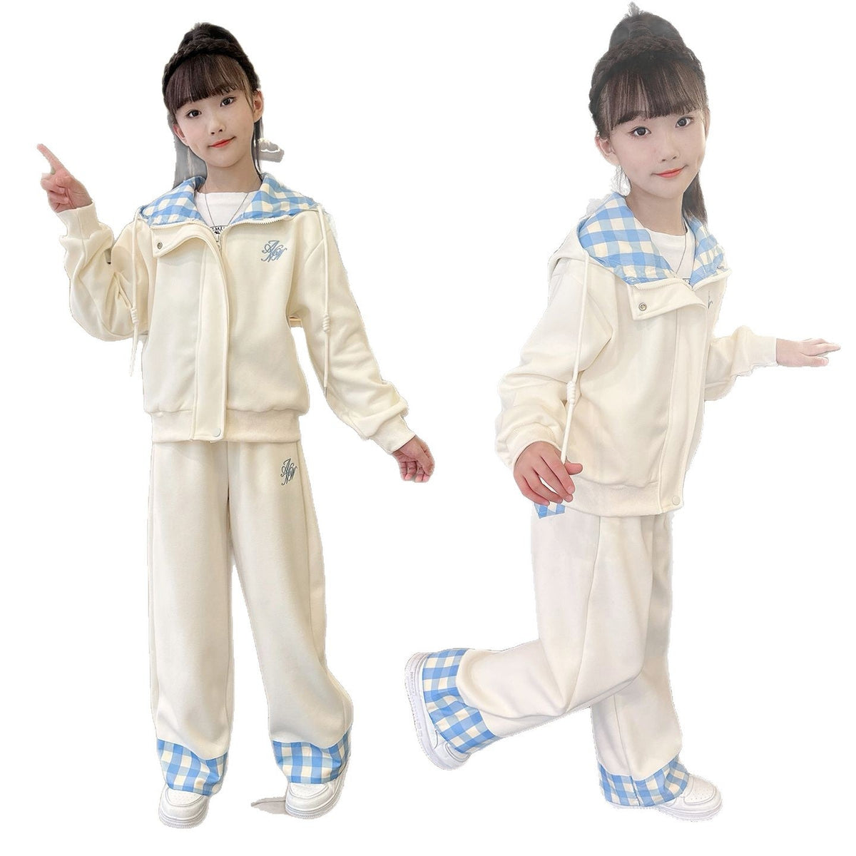 Girls Plaid Cardigan Two-Piece Set – Korean Preppy Kids Clothes Nepal | Tudoholic