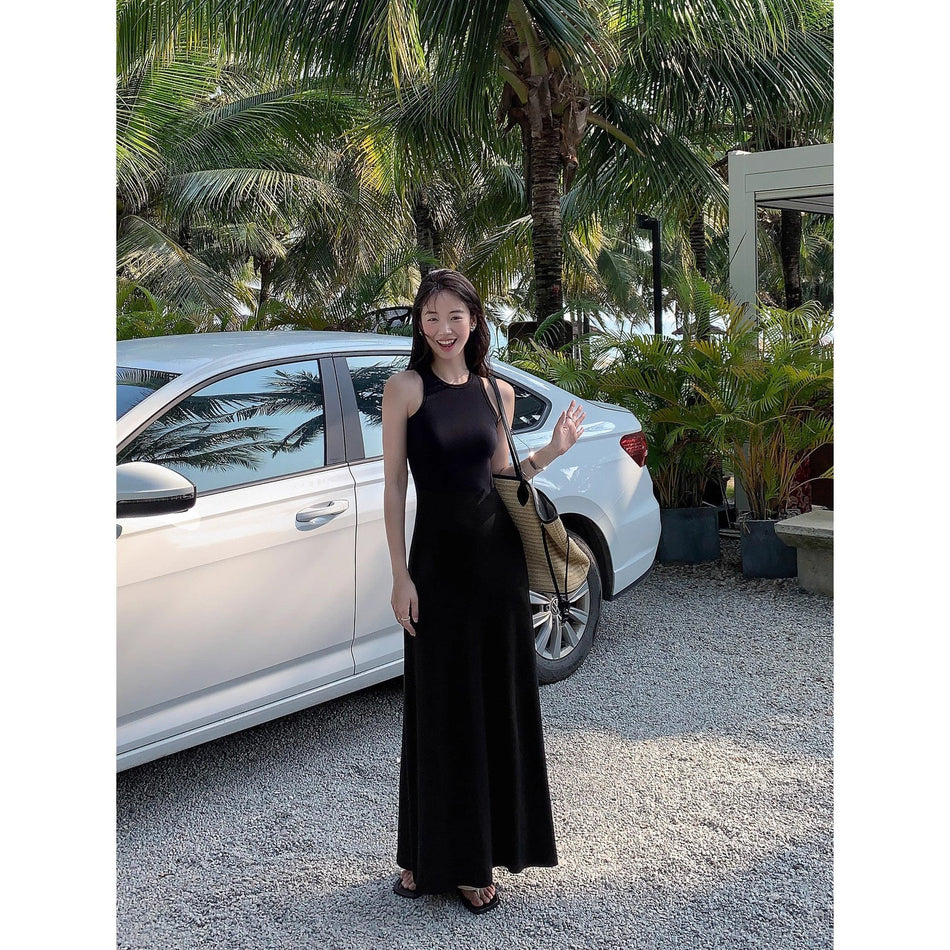 Korean Knitted Vest A-Line Dress Women Summer Elegant