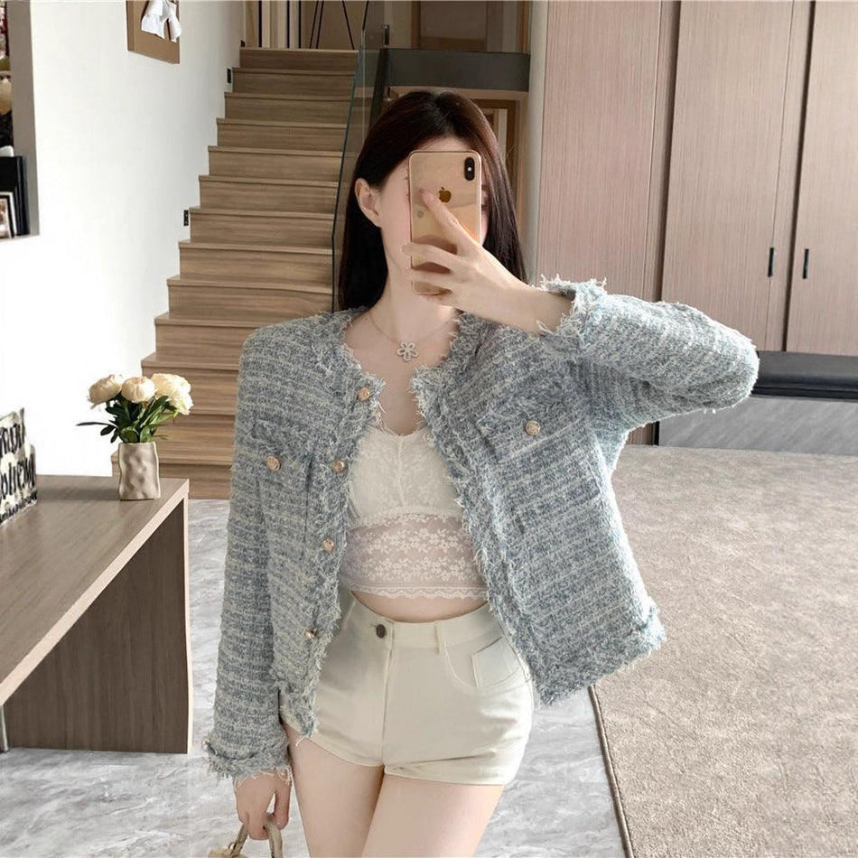 Pink French Blazer Short Jacket Women Spring Autumn