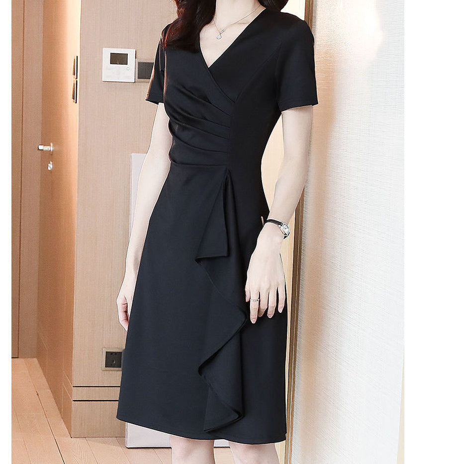 French Hepburn A-Line Midi Dress Women Summer Elegant
