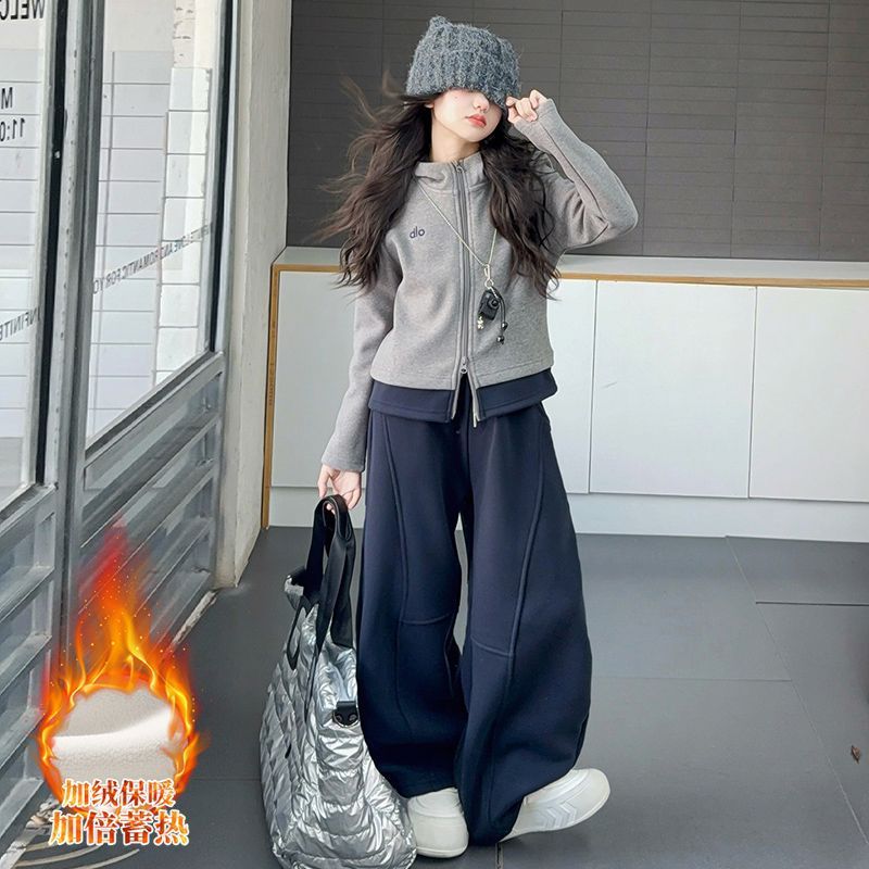 Girls Patchwork Cardigan Sweatshirt Pants Set – Korean Style Kids Fashion Nepal | Tudoholic