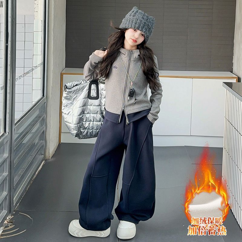 Girls Patchwork Cardigan Sweatshirt Pants Set – Korean Style Kids Fashion Nepal | Tudoholic