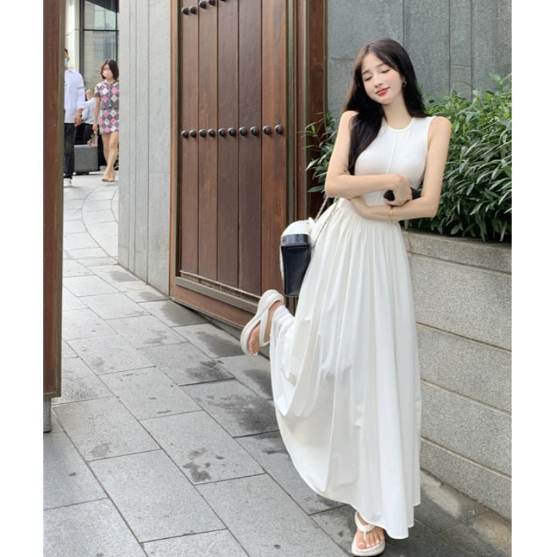 Black Sleeveless Vest Maxi Dress Women Spring Summer