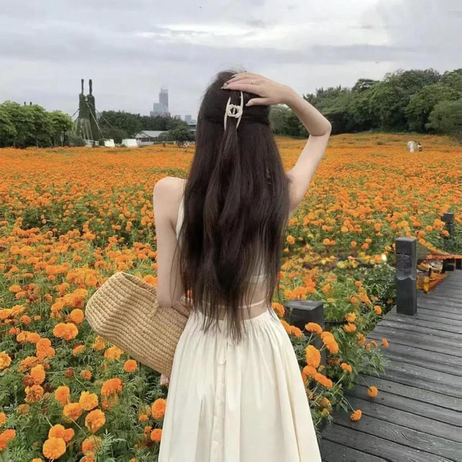 Halter Neck Waist Slimming Maxi Dress Women Summer