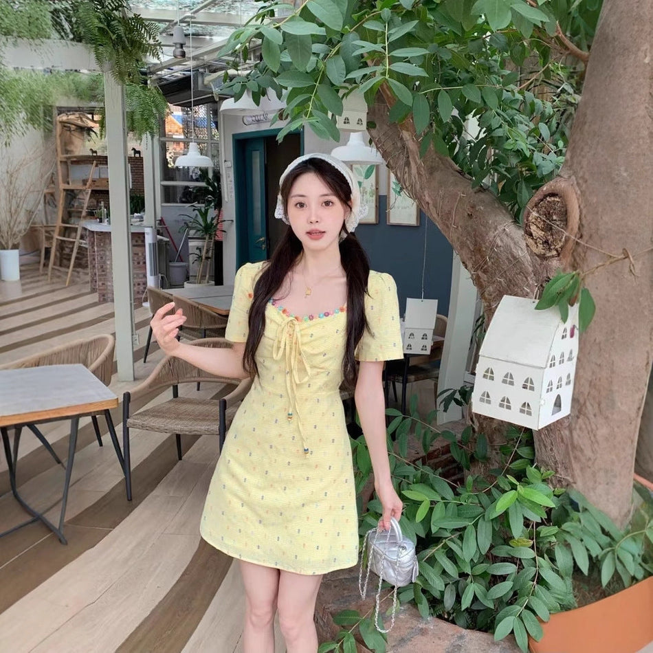 Plus Size French Floral A-Line Dress Women Summer