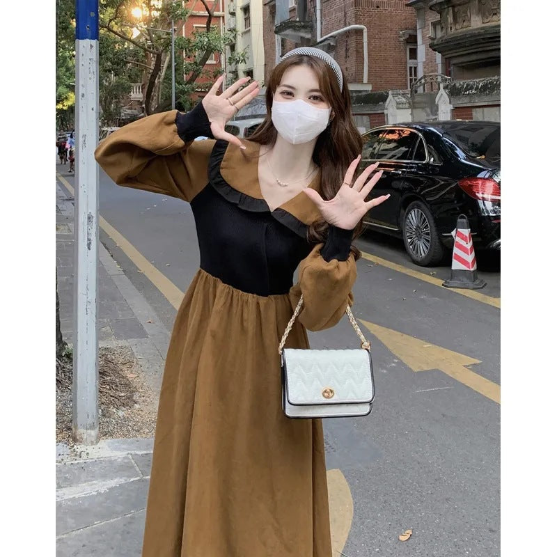 French Doll Collar A-Line Dress Women Autumn Winter