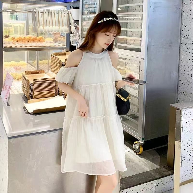 Seaside Shoulder Dress Women Summer Elegant Slim Fit