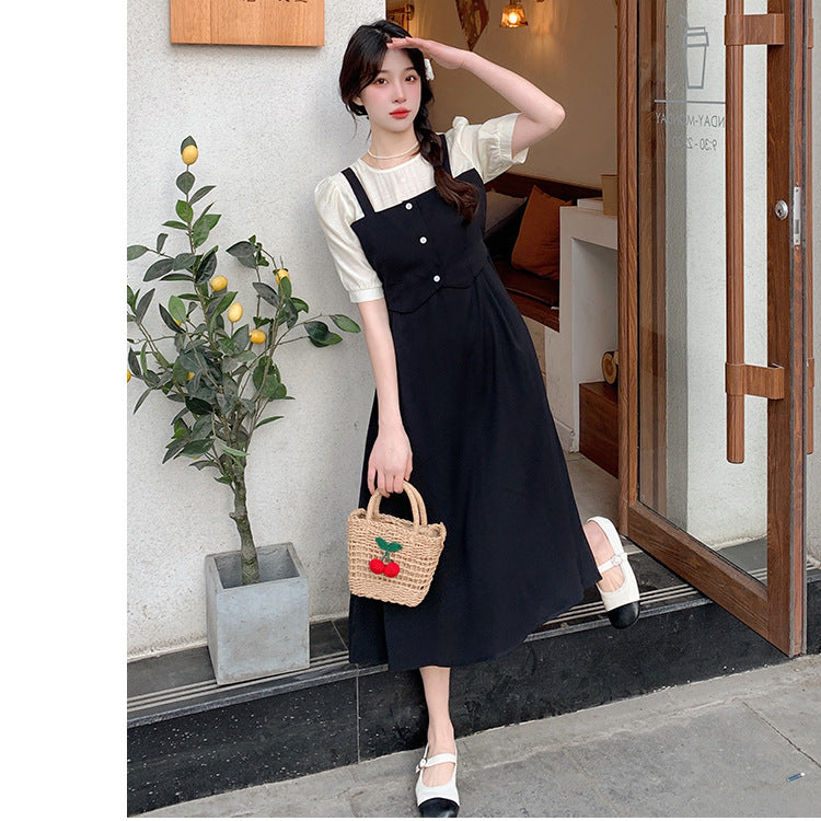 Green Two Piece Sling Dress Women Summer Elegant
