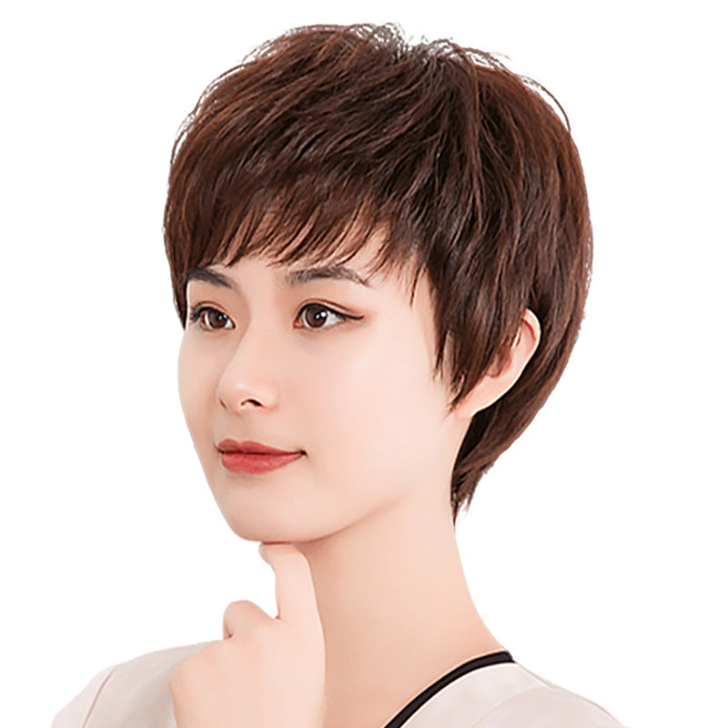 Women’s Short Natural Hair Wig Full Head Real Hair