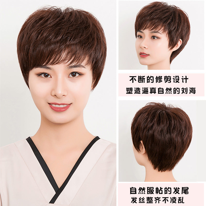 Women’s Short Natural Hair Wig Full Head Real Hair
