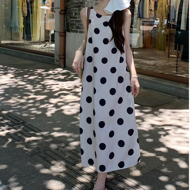 Polka Dot Sleeveless A-Line Dress Women Summer 2025