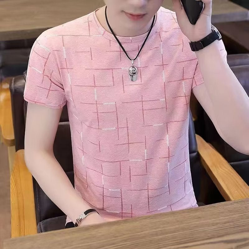 Men’s Ice Silk V-Neck T-Shirt – Breathable Summer Style