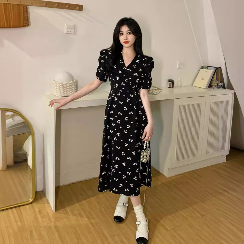 Floral Cheongsam V-Neck Slim Fit Summer Dress