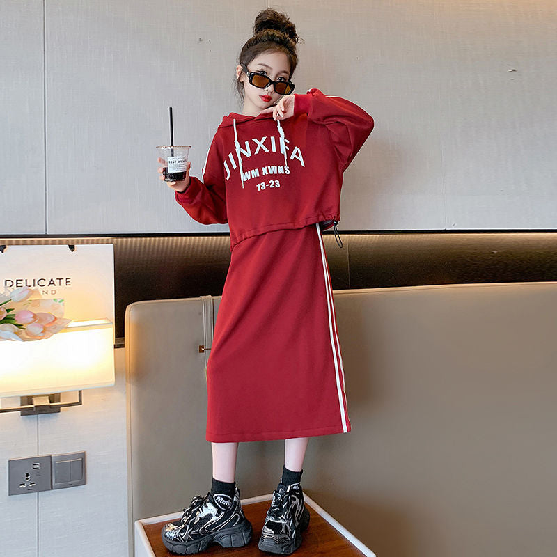 Girls Hoodie Sweatshirt Dress Set – Outfit Sets – Image 2