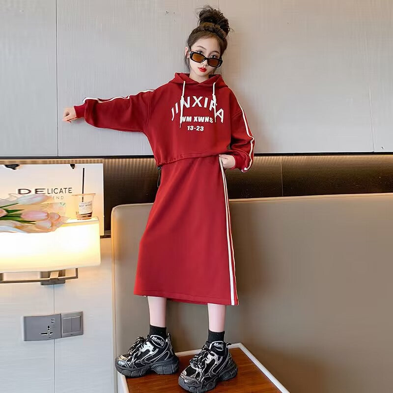 Girls Hoodie Sweatshirt Dress Set – Outfit Sets – Image 3
