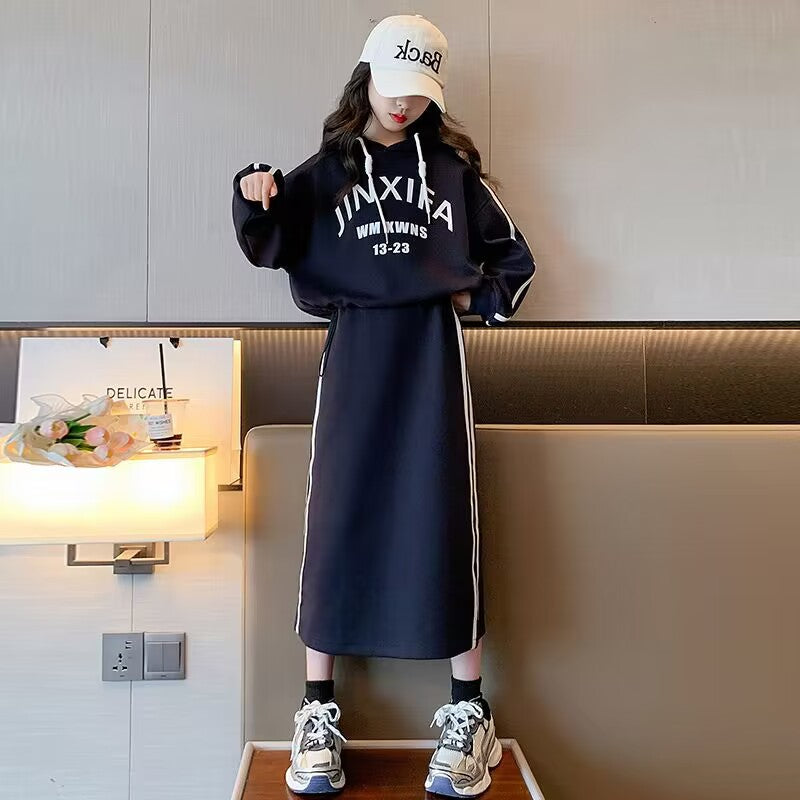 Girls Hoodie Sweatshirt Dress Set – Outfit Sets – Image 4