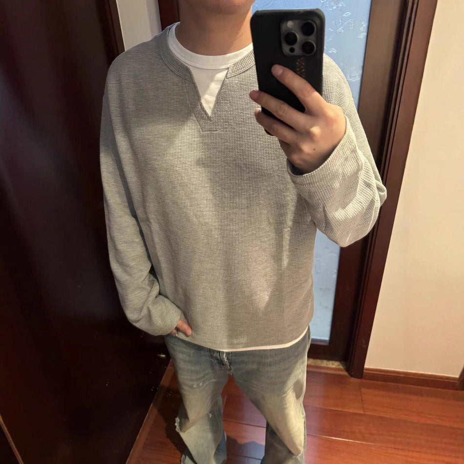 Men’s Fake Two-Piece Long Sleeve T-Shirt – Retro Autumn Style