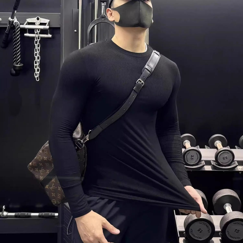 Men’s Muscle Fit Long Sleeve Sports T-Shirt – Stretch Wear