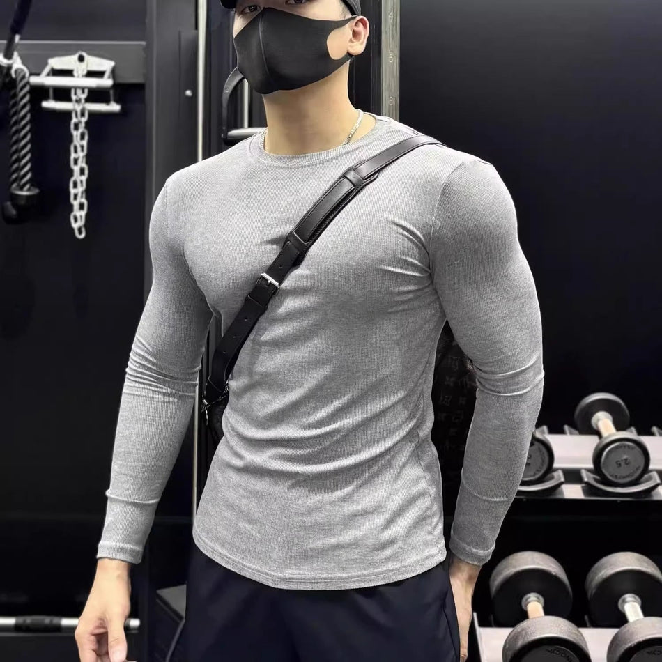 Men’s Muscle Fit Long Sleeve Sports T-Shirt – Stretch Wear