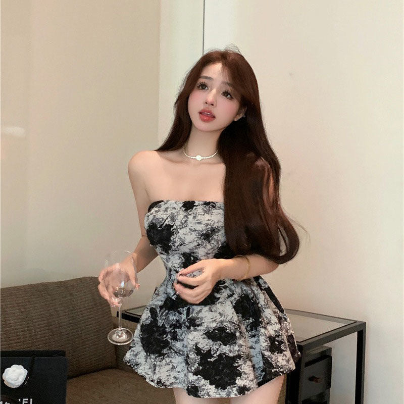 Tie-Dye Strapless Slim Fit Summer Top Dress