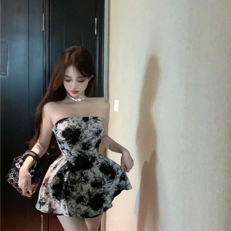 Tie-Dye Strapless Slim Fit Summer Top Dress
