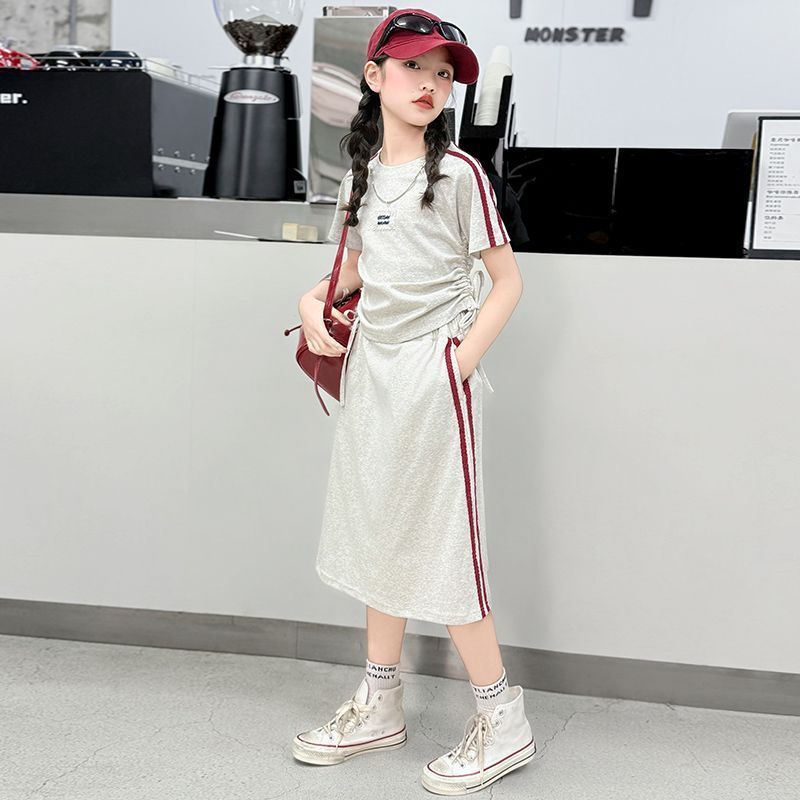 Girls Korean Striped Dress Set – Summer Two-Piece – Outfit Sets – Image 2