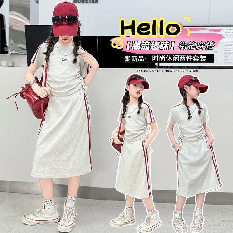 Girls Korean Striped Dress Set – Summer Two-Piece – Outfit Sets – Image 4