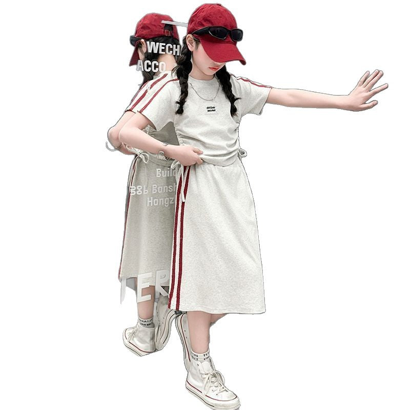 Girls Korean Striped Dress Set – Summer Two-Piece – Outfit Sets – Image 5