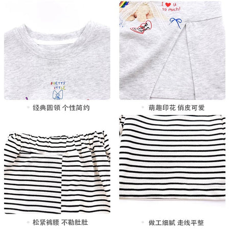 Girls Korean Sleeveless Set – Cartoon Top & Striped Pants – Outfit Sets – Image 4