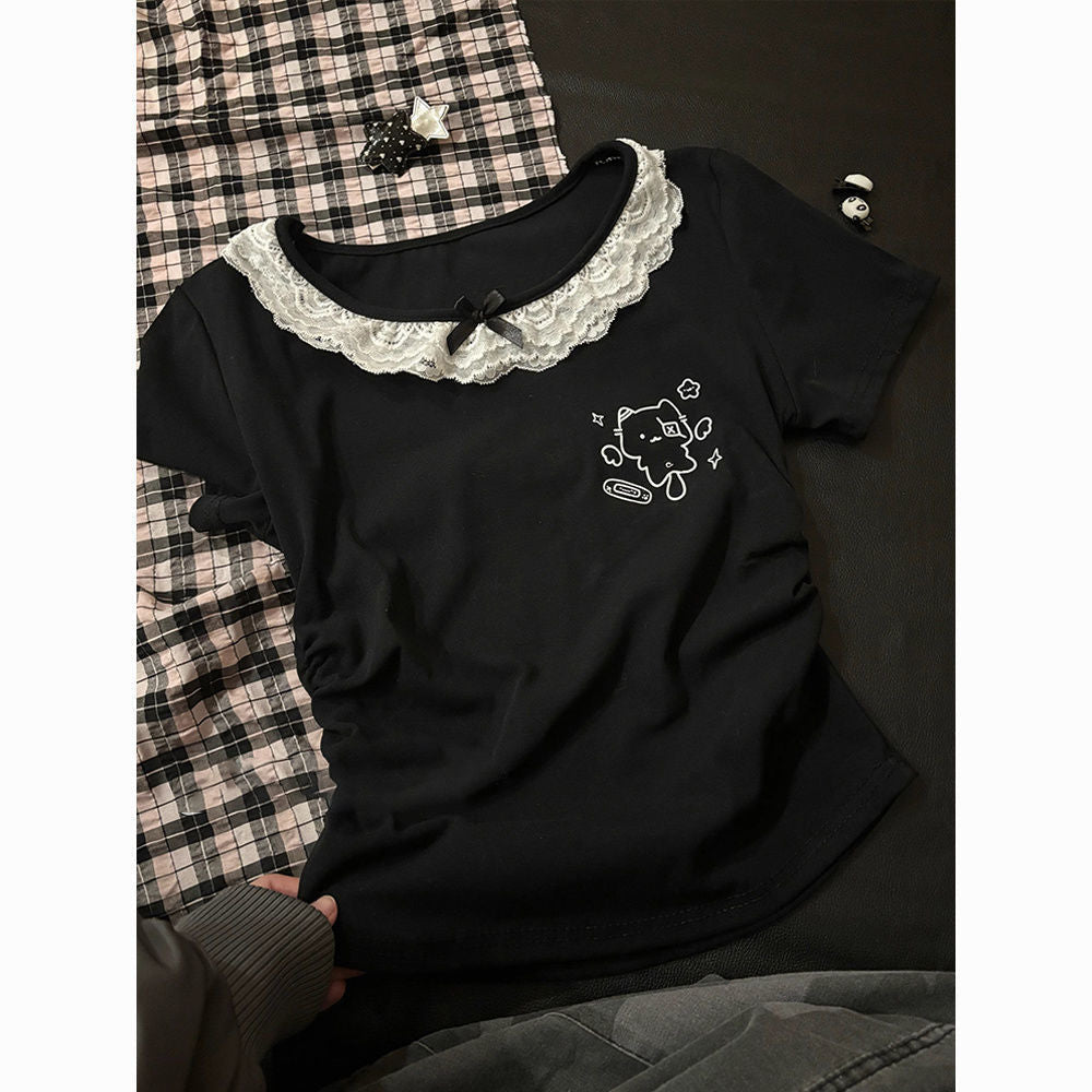 Girls Lace Korean Dress Set – Cartoon Summer Outfit – Outfit Sets – Image 4