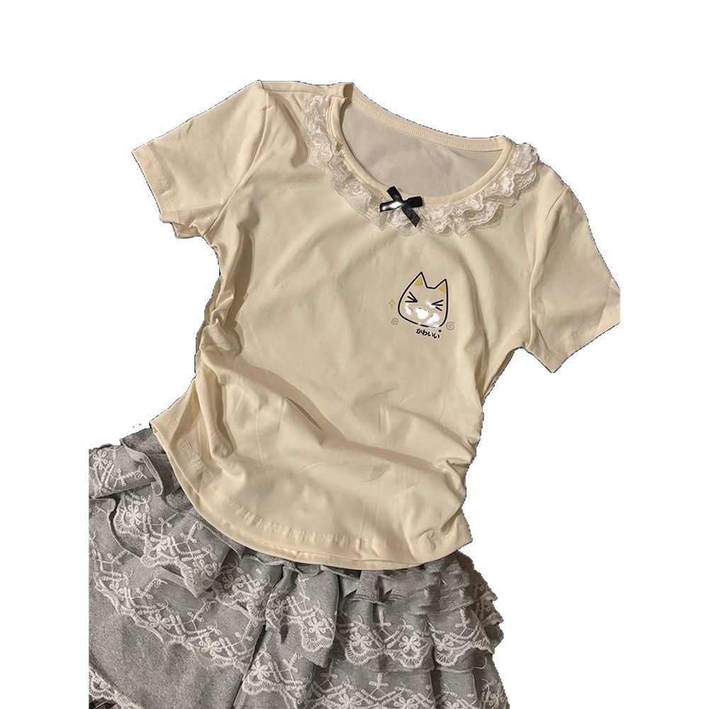 Girls Lace Korean Dress Set – Cartoon Summer Outfit – Outfit Sets – Image 5