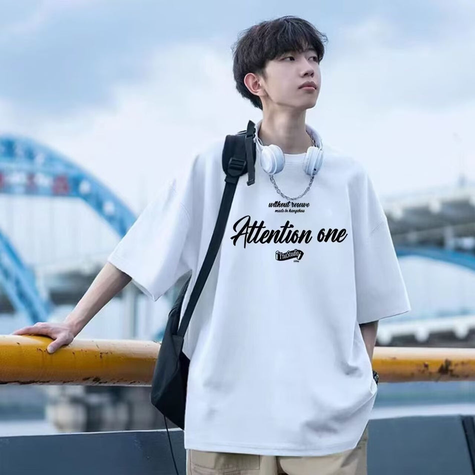 Men’s Loose Printed T-Shirt – American Style Summer Wear