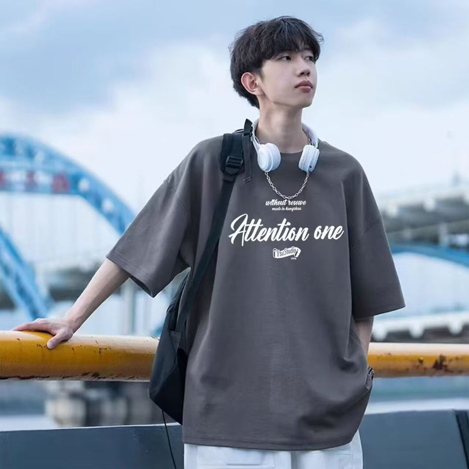Men’s Loose Printed T-Shirt – American Style Summer Wear