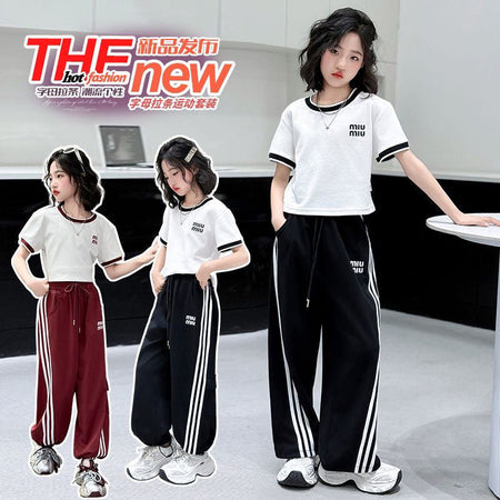 Girls Korean Letter Set – Summer Casual Two-Piece Outfit – Outfit Sets – Image 1