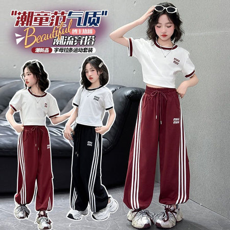 Girls Korean Letter Set – Summer Casual Two-Piece Outfit – Outfit Sets – Image 2