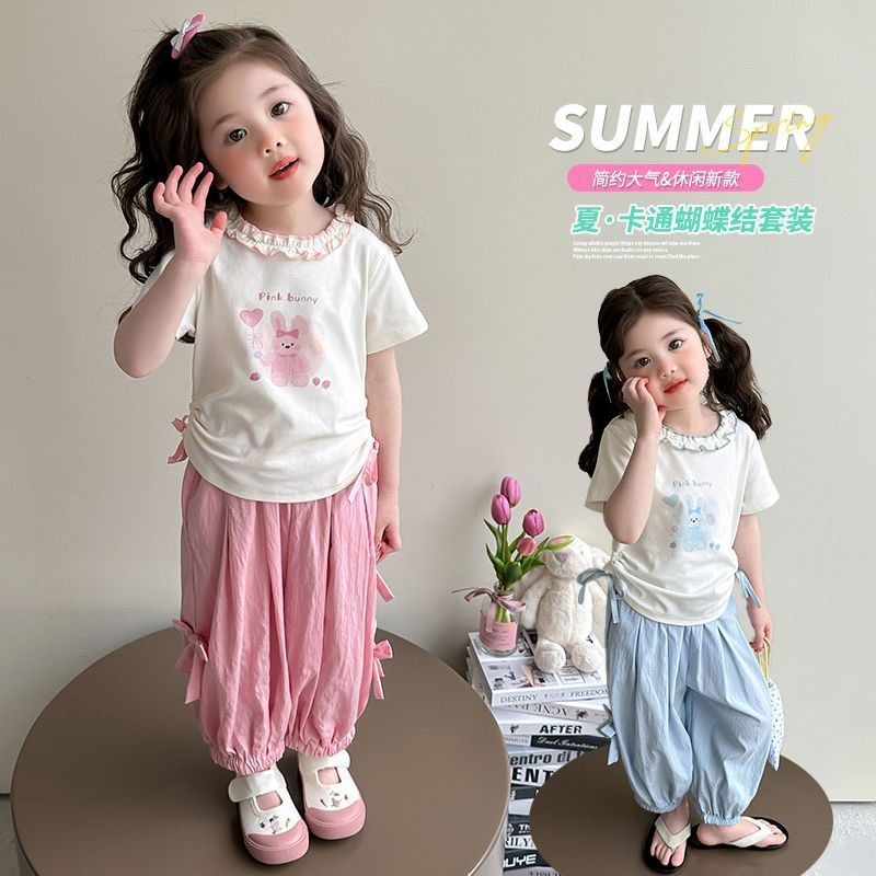 Girls Korean Cartoon Set – Summer Waist Two-Piece Outfit – Outfit Sets – Image 2
