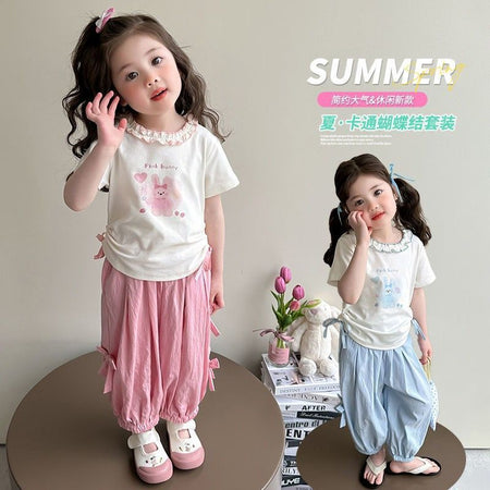 Girls Korean Cartoon Set – Summer Waist Two-Piece Outfit – Outfit Sets – Image 2