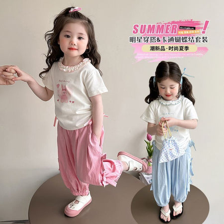 Girls Korean Cartoon Set – Summer Waist Two-Piece Outfit – Outfit Sets – Image 4