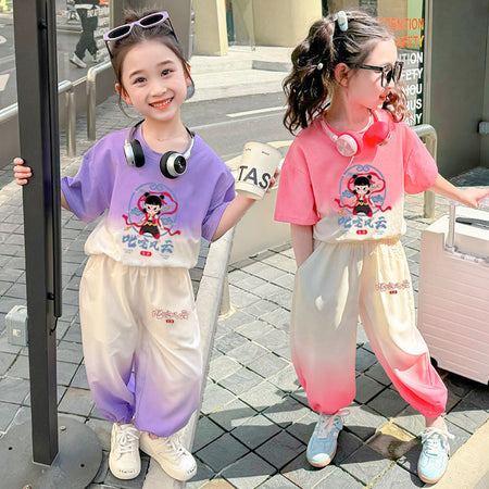 Girls Color Match Summer Set – Casual Two-Piece Outfit – Outfit Sets – Image 1