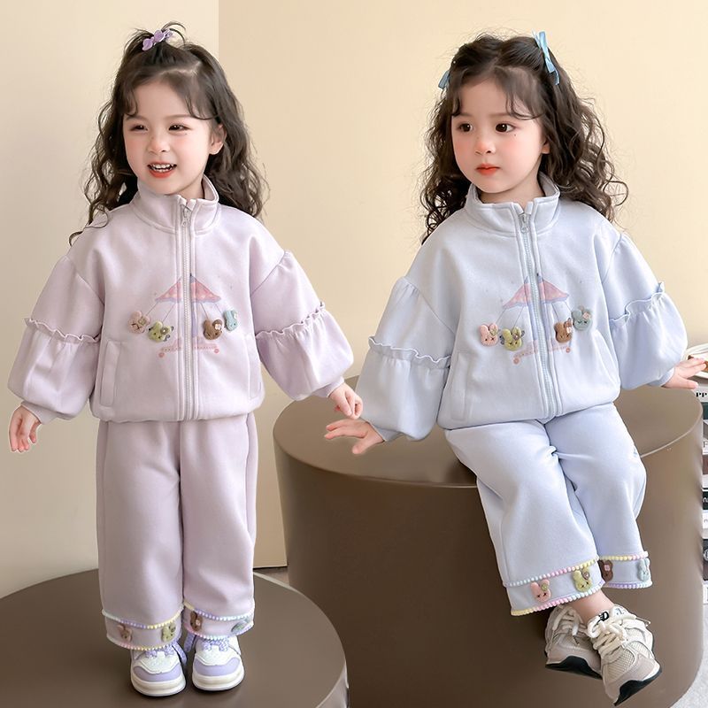 Girls Korean Cartoon Zipper Set – Spring Autumn Outfit – Outfit Sets – Image 2
